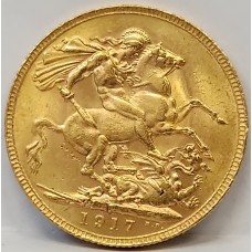 AUSTRALIA 1917 . ONE 1 SOVEREIGN . PERTH . GOLD